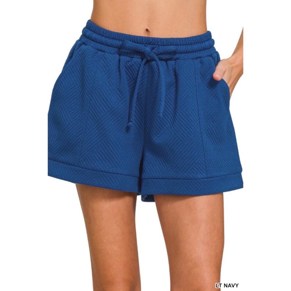 Zenana Light Navy Geometric Shorts
